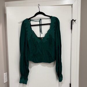 Free People Deep Green Blouse